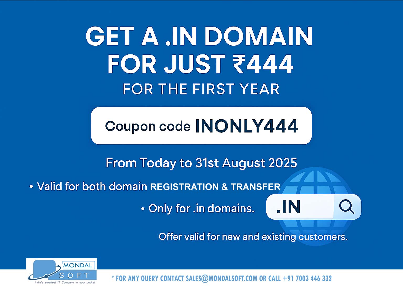 Mondalsoft Domain Services – Easily renew or transfer your domain with secure and reliable hosting solutions